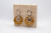 Earrings Olivewood inlay silvery wild texture